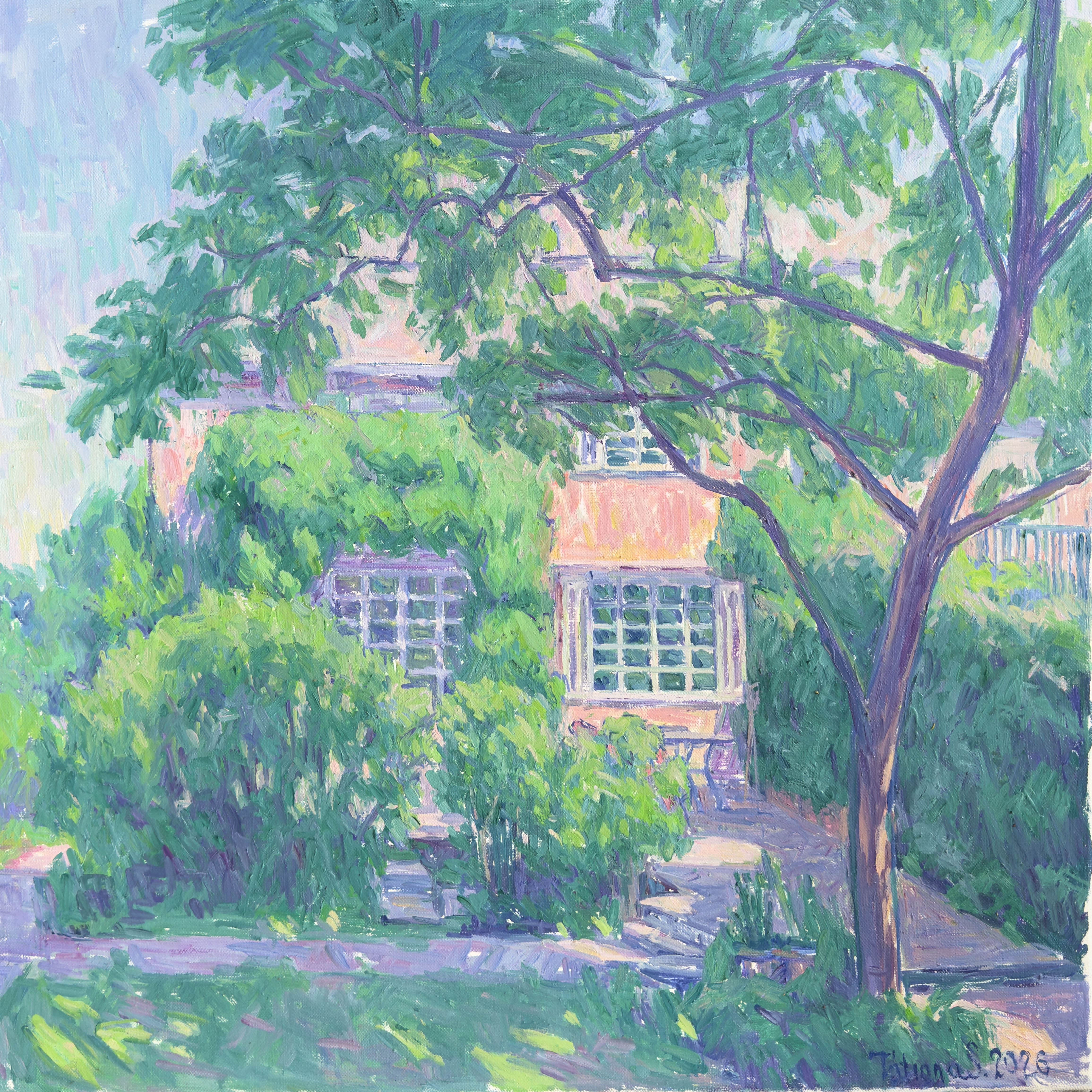 The Writer’s Garden, Baden — original oil painting by Tatiana Schöpfer Safina, 2026