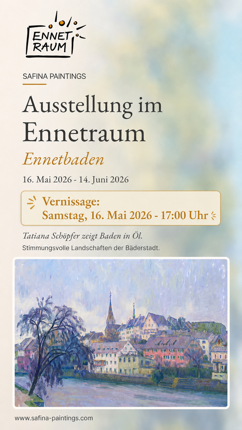 AUSSTELLUNG: 16. Mai - 14. Juni 2026 im Ennetraum in Ennetbaden