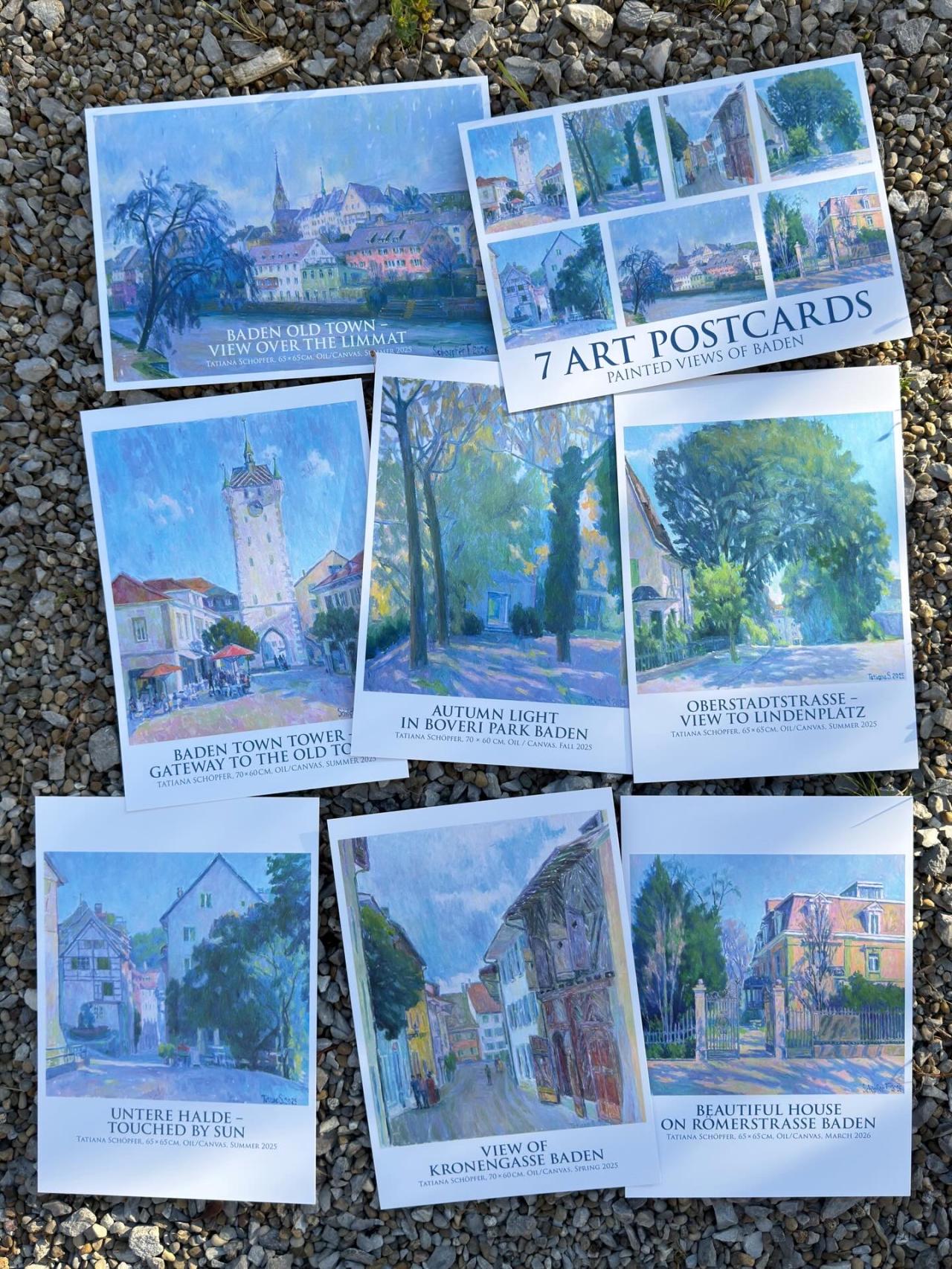 7 Art Postcards – Painted Views of Baden